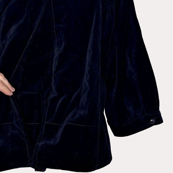 Elevenses Anthropologie Velvet Button Front Jacket Black 4 bv - Picture 4 of 7